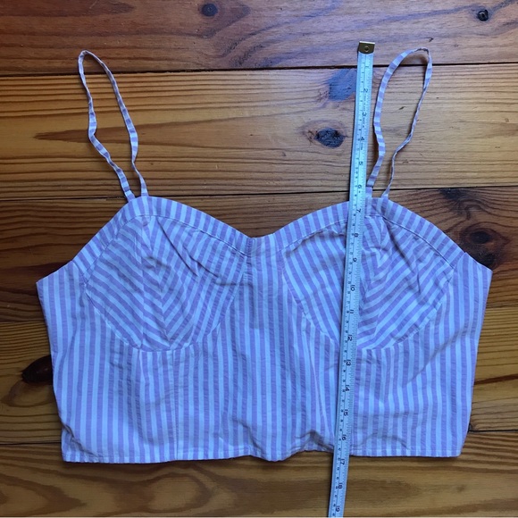 Anthropologie Lavender and White Striped Seersucker Crop Top, NWT, L - Picture 4 of 9